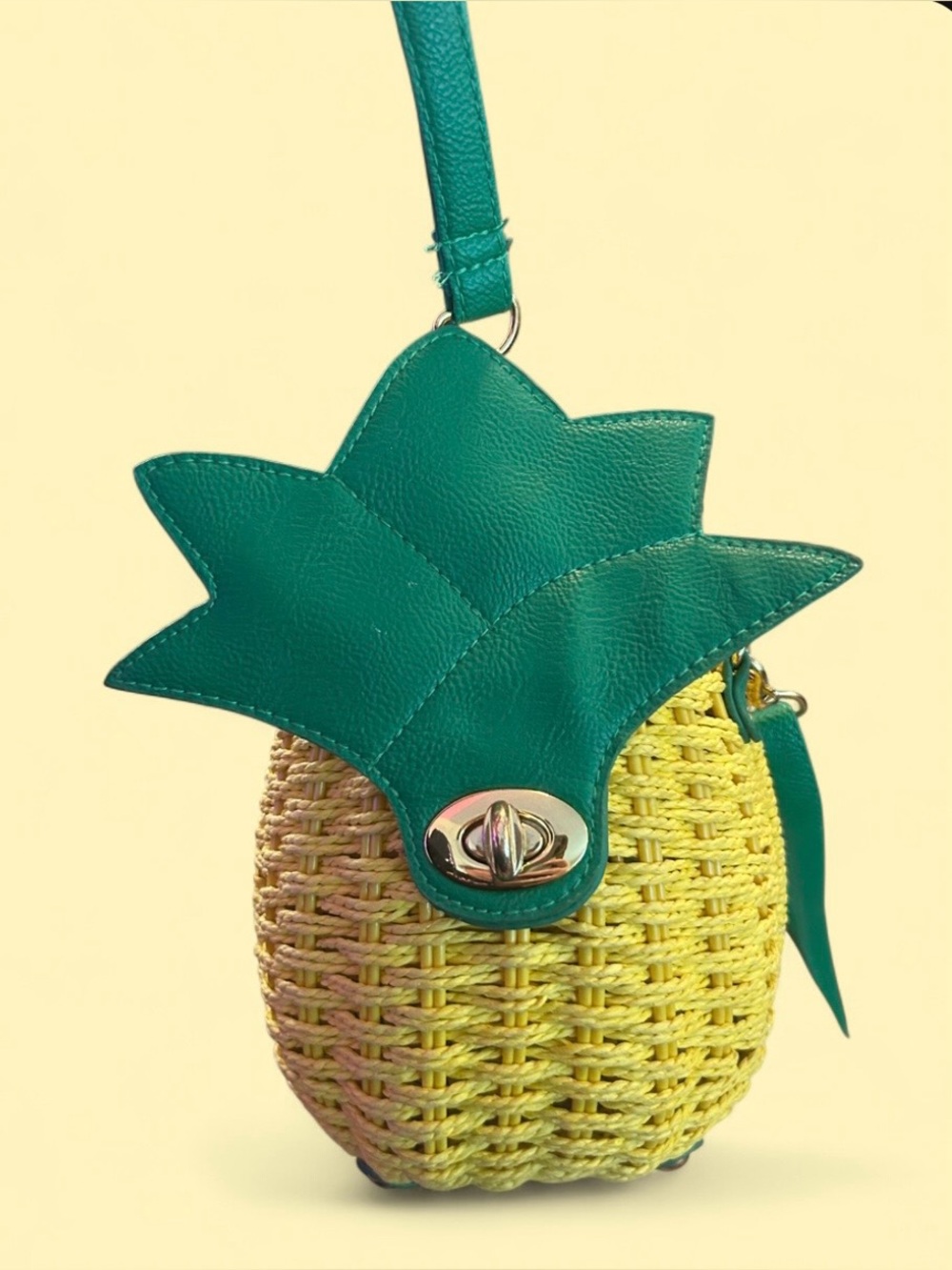 Pineapple Purse Woven Basket Convertible Shoulder Bag Clutch - Picture 4 of 4